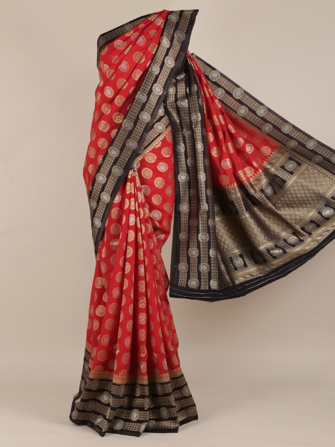 

Pothys Red Woven Design Jute Silk Saree
