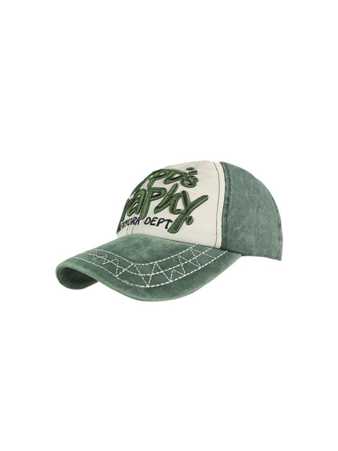 

iSWEVEN Unisex Green & White Embroidered Snapback Cap