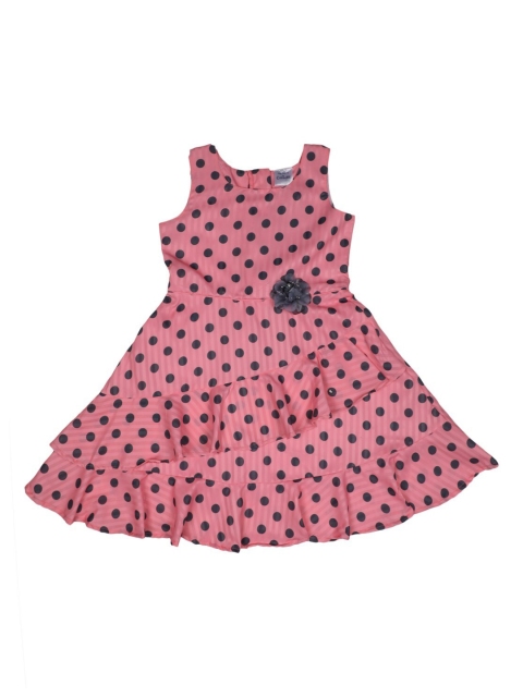 

Doodle Girls Peach-Coloured Printed Fit and Flare Dress