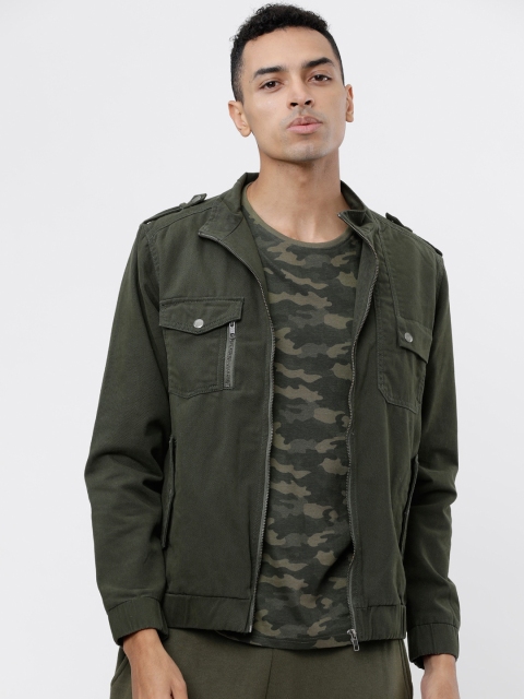 

Ecko Unltd Men Olive Green Printed Tailored Jacket