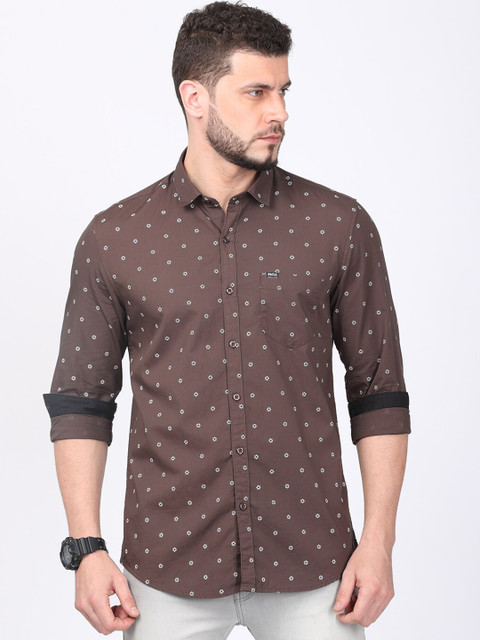 

FOGA Men Brown Regular Fit Printed Casual Shirt
