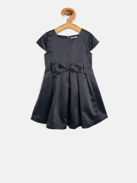 

Cherry Crumble Girls Navy Blue Solid Fit and Flare Dress
