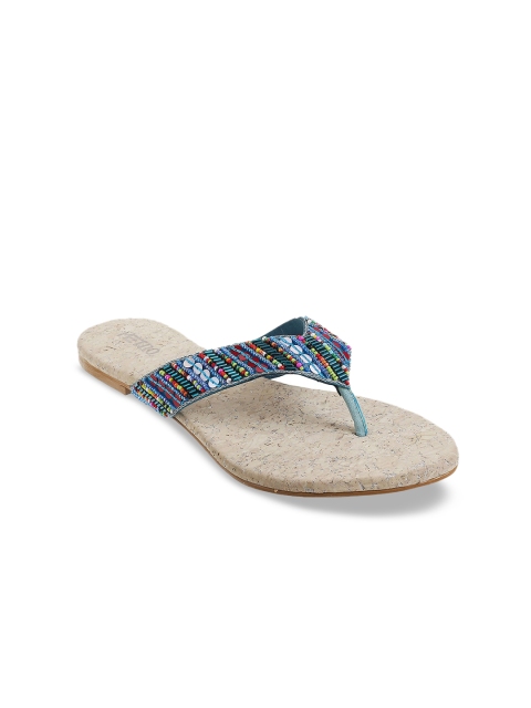 

Metro Women Blue Embellished Open Toe Flats