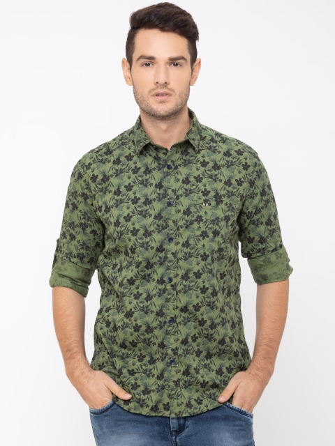 

Globus Men Olive Green Regular Fit Printed Casual Shirt