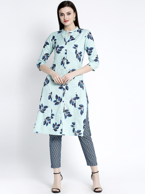 

ANAISA Women Blue Printed Kurta with Trousers