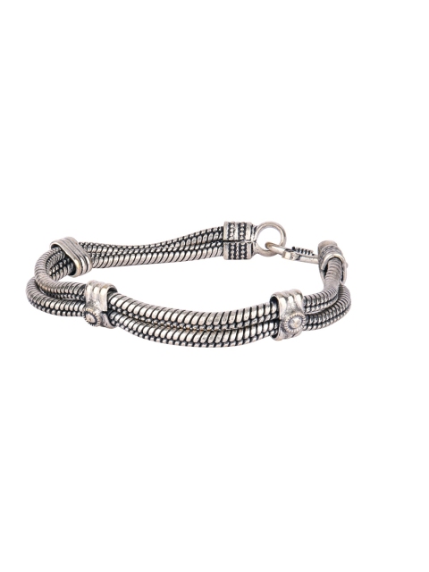 

DESI COLOUR Silver-Toned Textured Anklets