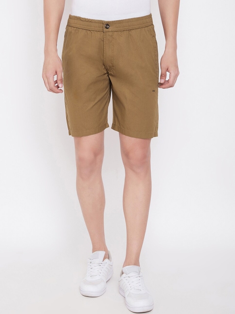 

Okane Men Tan Solid Regular Fit Chino Shorts
