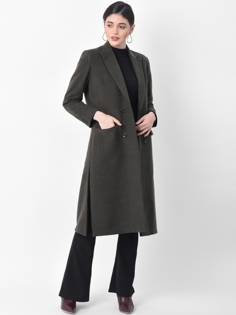 

AUDSTRO Women Green Solid Longline Over Coat