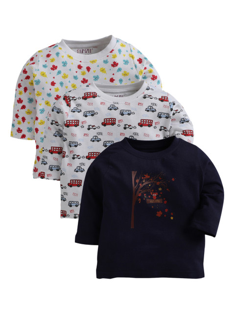 

BUMZEE Unisex Kids Navy Blue Printed Round Neck T-shirt