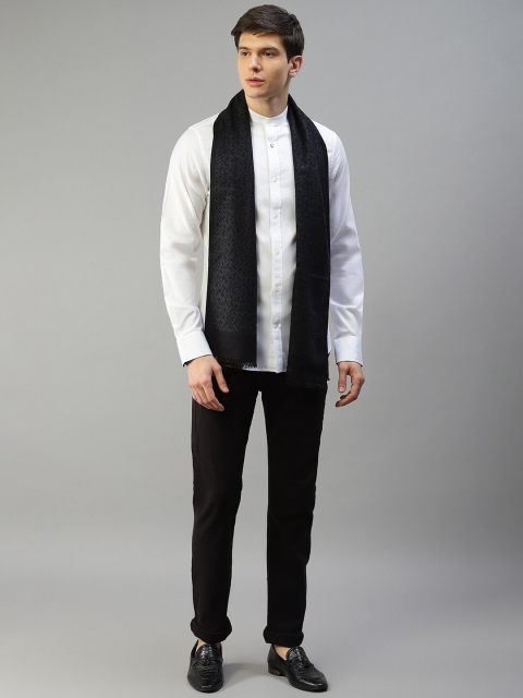 

Bruun & Stengade Men Black Printed Pure Silk Scarf