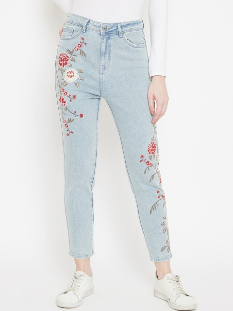 

Madame Women Blue Regular Fit Mid-Rise Low Distress Jeans