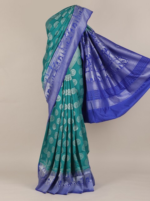 

Pothys Blue & Green Jute Silk Printed Saree
