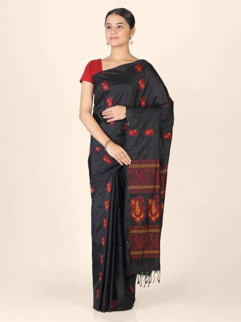 

Hastakala Black & Red Woven Design Handloom Kanjeevaram Saree
