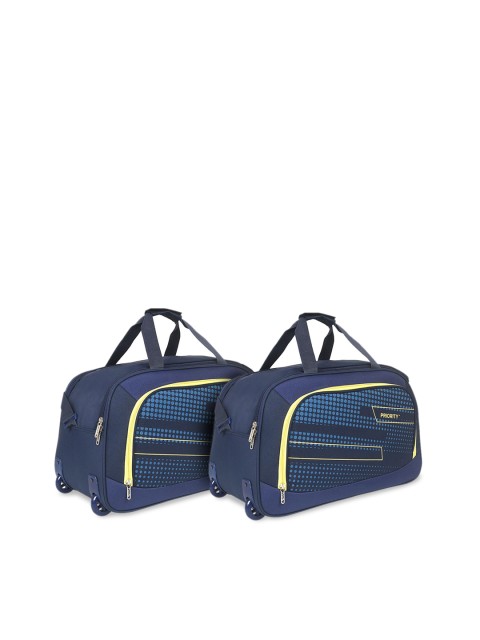 

Priority Unisex Set of 2 Navy Blue & Yellow Printed Large Duffel Bag