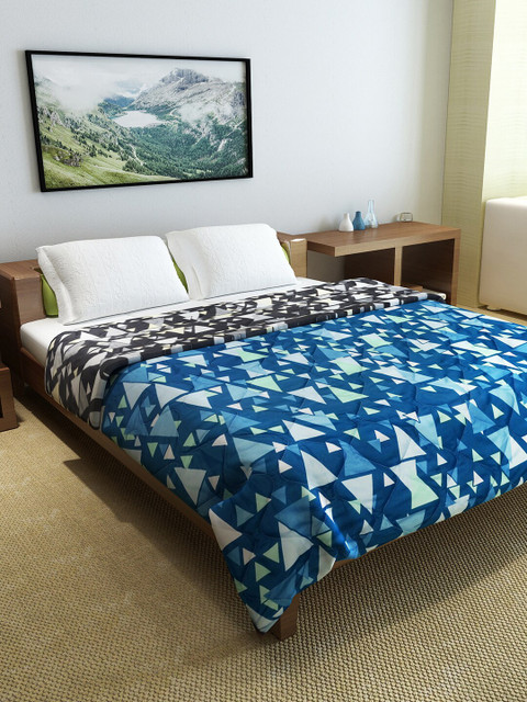

Divine Casa Blue & Grey Geometric Printed 150 GSM Micro Polyester Double Bed Comforter