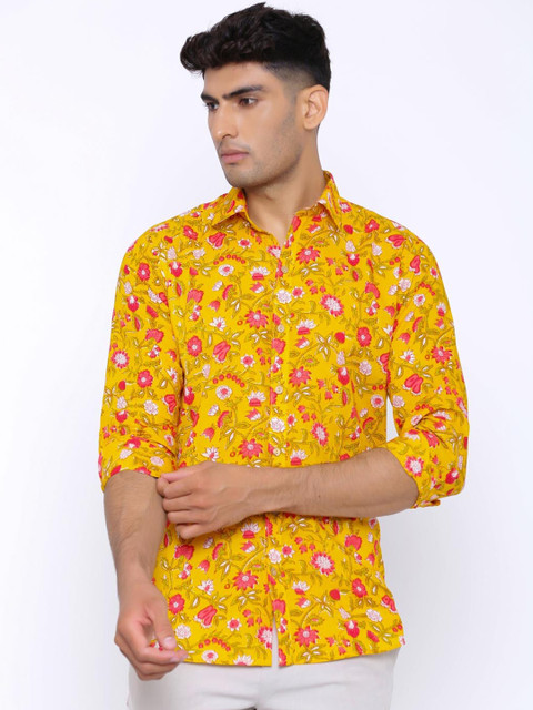 

Tistabene Men Yellow Slim Fit Printed Casual Shirt