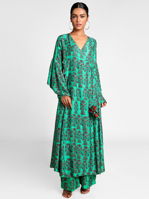 

Masaba Women Green & Purple Printed Kurta with Palazzos