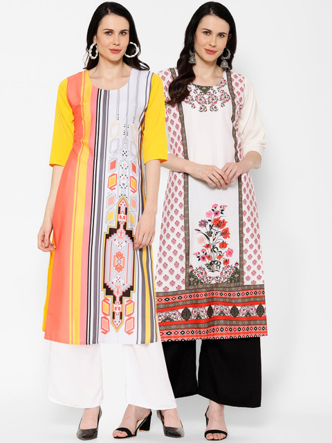 

7Threads Women Multicoloured Set of 2 Printed Straight Kurta, Multi