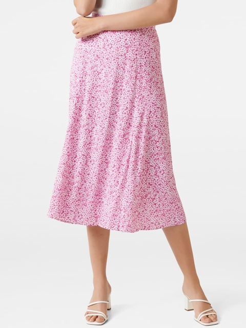 

Forever New Women Pink & White Floral Printed Flared Skirt