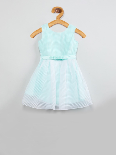 

max Girls Blue Striped Fit and Flare Dress