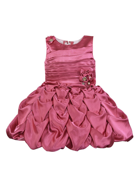 

Wish Karo Girls Pink Solid Fit and Flare Dress