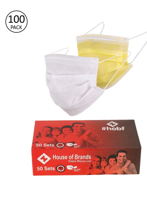 

LONDON FASHION hob Unisex Pack of 100 3-Ply Anti-Pollution Disposable Ultrasonic Surgical Masks, Yellow