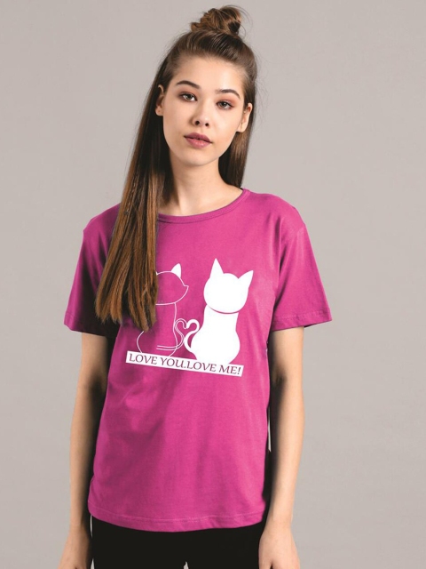 

Kotty Women Purple Printed Round Neck T-shirt