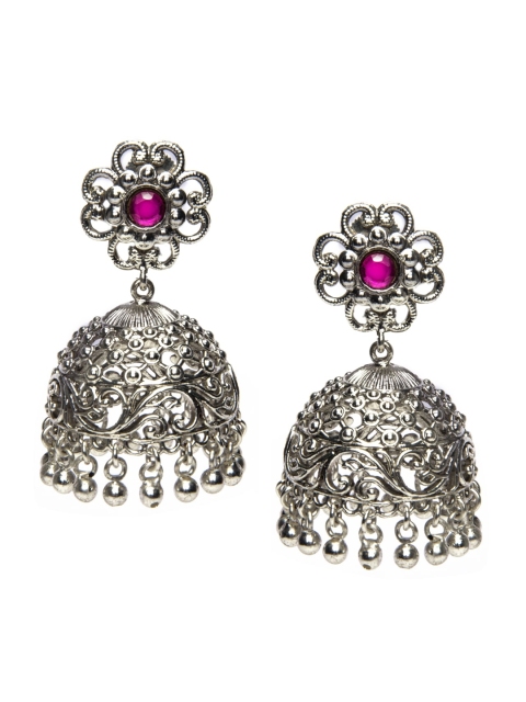 

Alankruthi Silver-Toned Contemporary Jhumkas