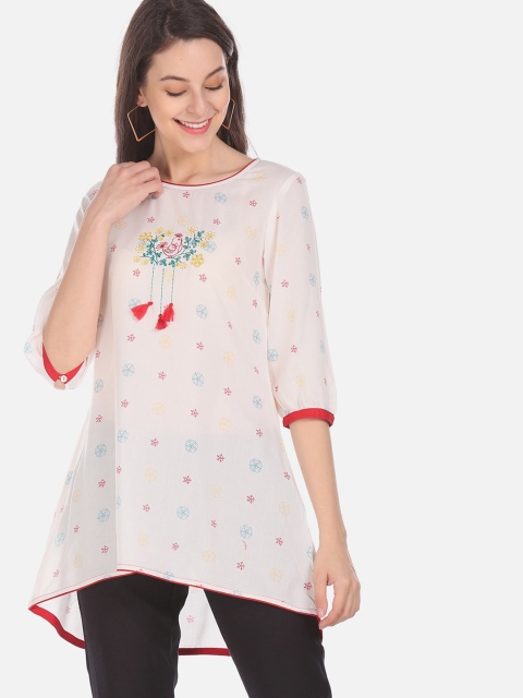 

Karigari Women Off-White Printed A-Line Kurta