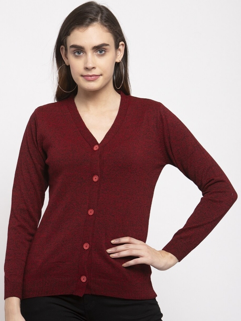 

Kalt Women Maroon Solid Cardigan