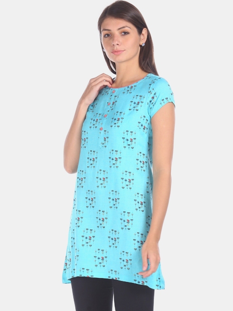 

Karigari Women Blue Printed A-Line Kurta
