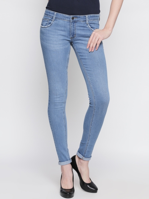 

fungus Women Blue Slim Fit High-Rise Low Distress Jeans