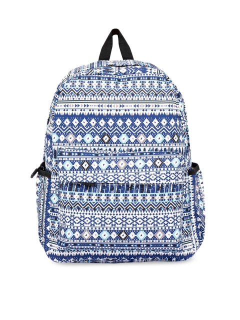 

Satchel Bags Women Blue & White Printed Medium Backpack