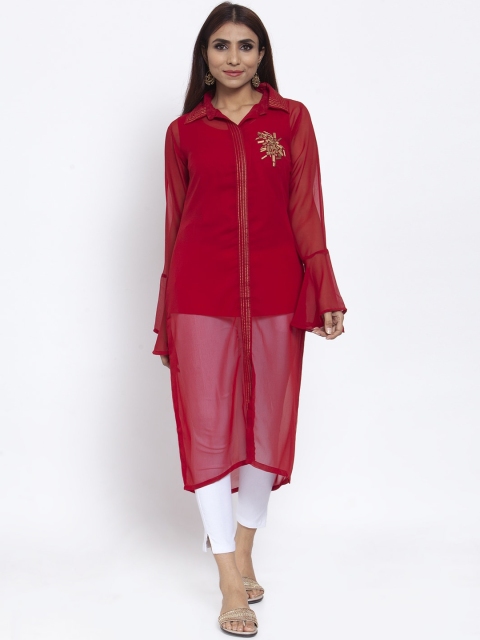 

Kiaasa Women Maroon Solid Straight Kurta