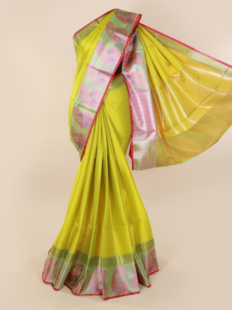

Pothys Green Woven Design Cotton Blend Saree