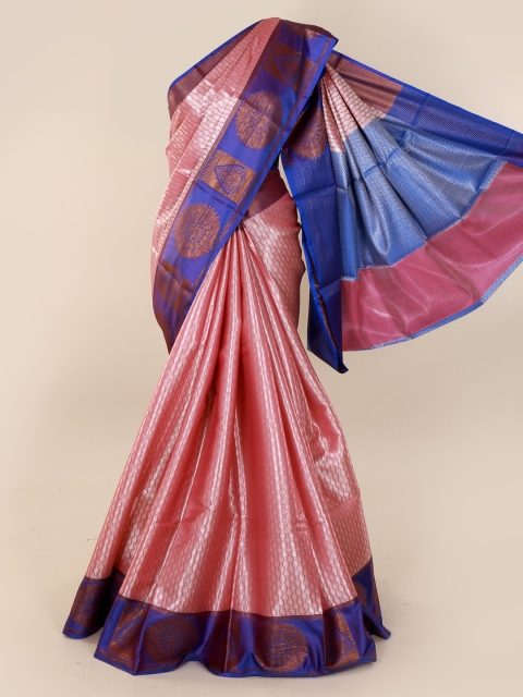 

Pothys Pink & Blue Cotton Blend Woven Design Saree