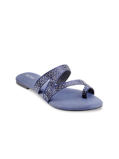 

Metro Women Blue Textured One Toe Flats