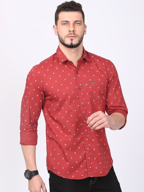 

FOGA Men Maroon Regular Fit Printed Casual Shirt