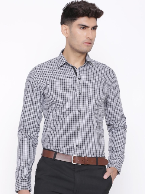 

Tistabene Men Grey and Black Comfort Slim Fit Checked Formal Shirt