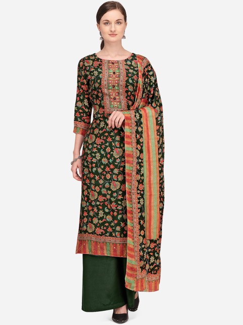 

Stylee LIFESTYLE Women Black & Green Printed Unstitched Dress Material
