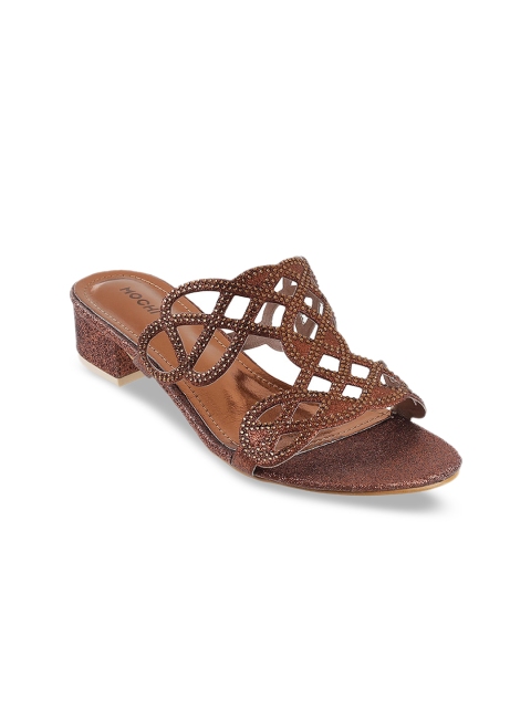 

Mochi Women Bronze-Toned Textured Mules