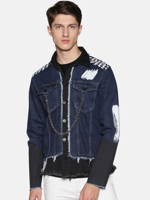 

KULTPRIT Men Navy Blue Solid Denim Jacket