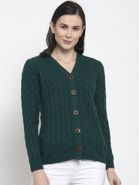

Kalt Women Green Self Design Cardigan