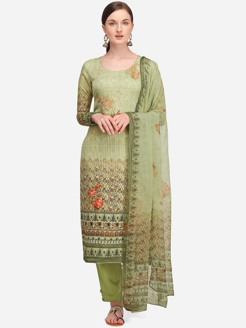 

Stylee LIFESTYLE Women Green Printed Unstitched Dress Material