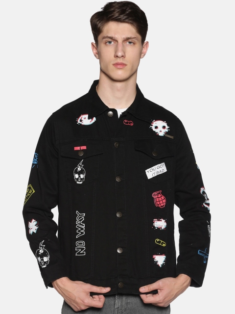 

IMPACKT Men Black Printed Denim Jacket