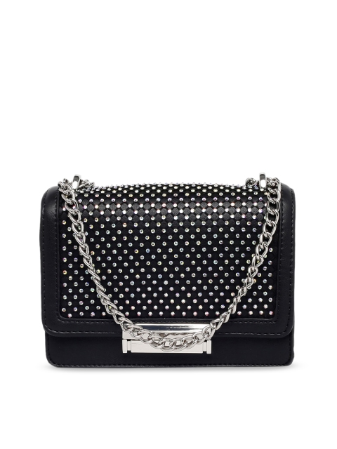 

ALDO Black Solid Sling Bag with Embellishment