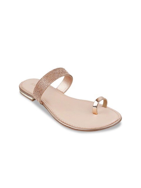 

SOLE HEAD Women Rose Gold Embellished One Toe Flats