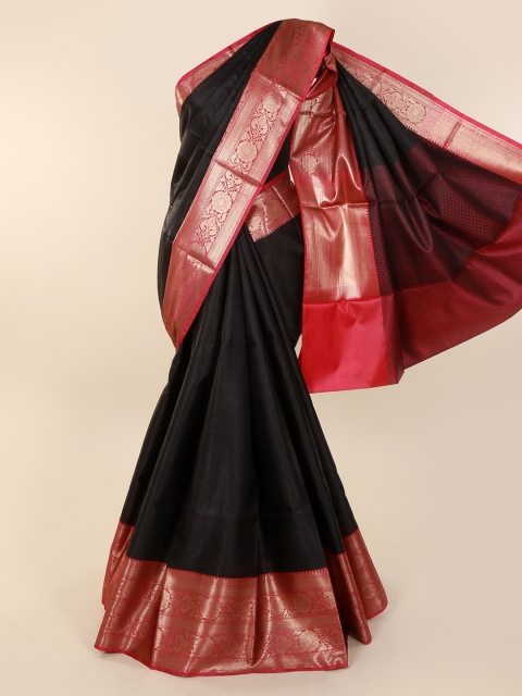 

Pothys Black Solid Cotton Blend Saree