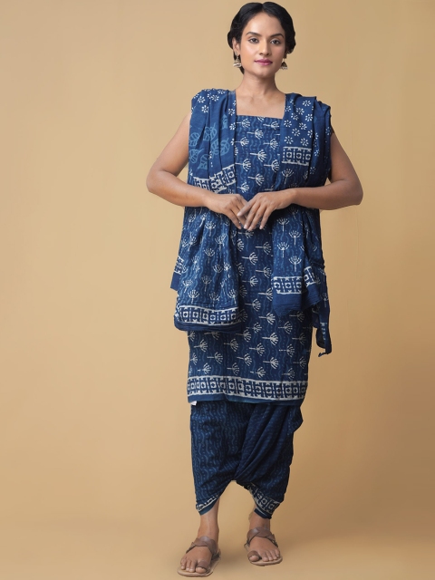 

Unnati Silks Women Blue Printed Unstitched Dress Material