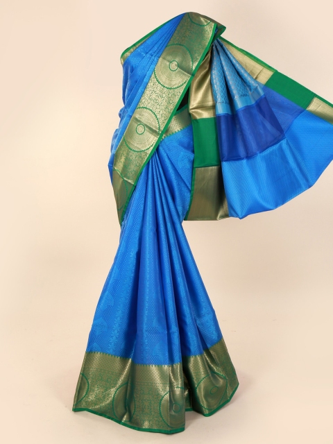 

Pothys Blue & Green Cotton Blend Printed Saree